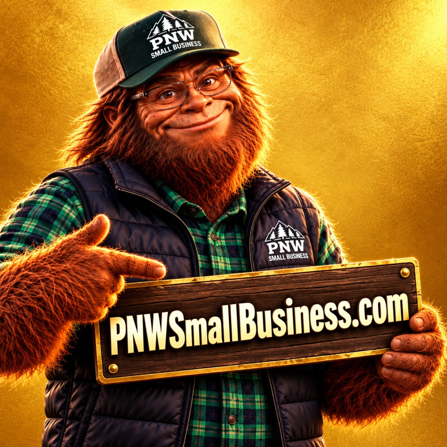 Doug, the PNW Small Business Sasquatch guide, in glasses and a PNW cap